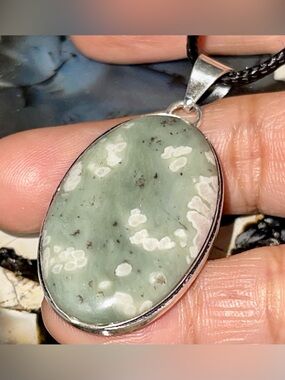 Green Orb Ocean Jasper Crystal Pendant 2”